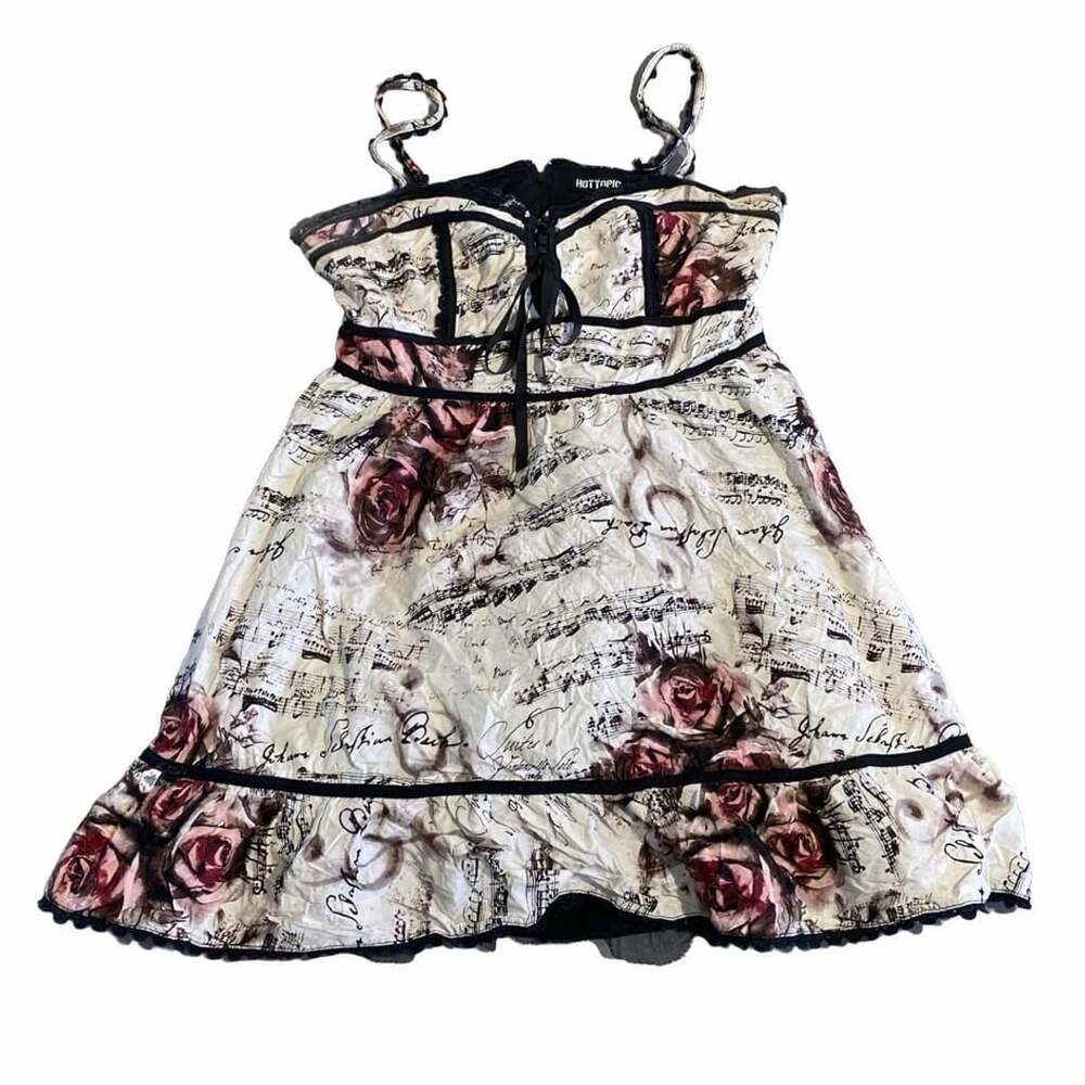 Hot Topic Floral Music Dress Size XL Sheet Music Roses Corset Back